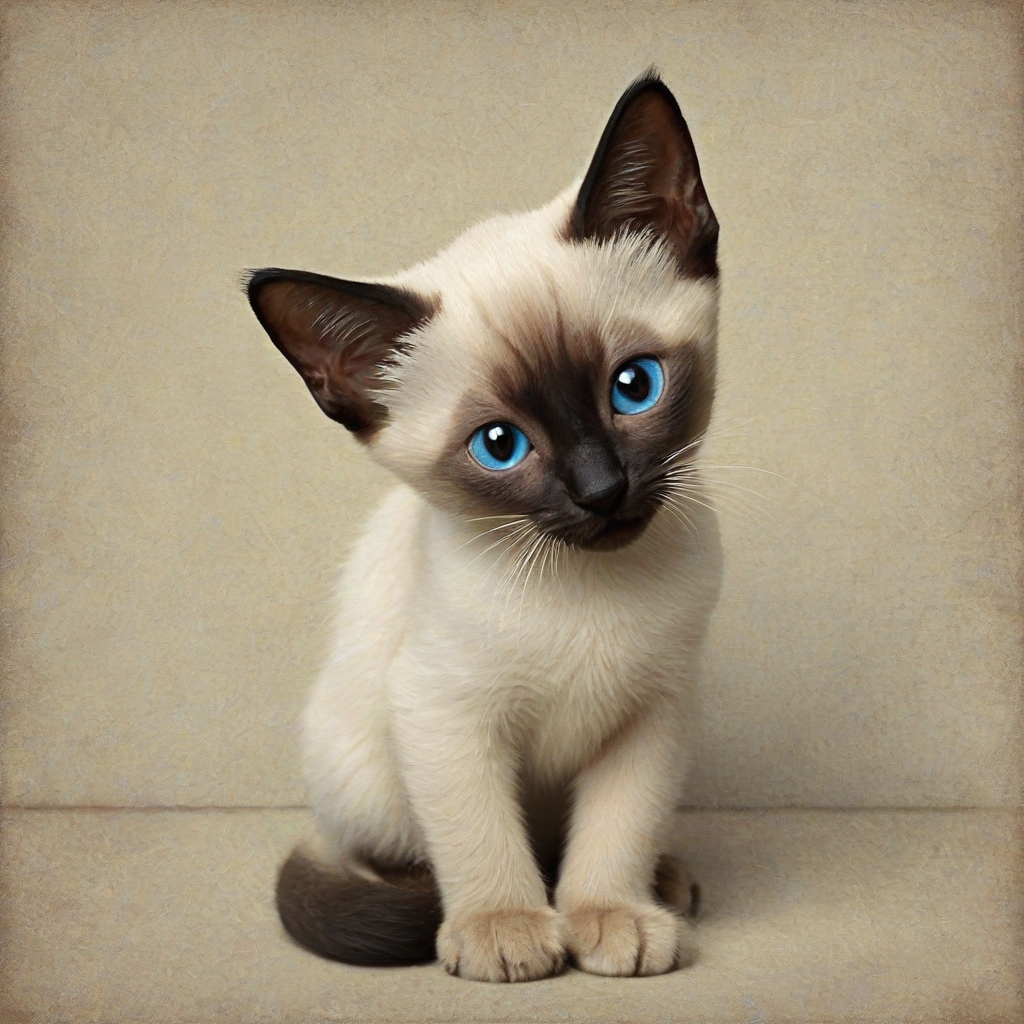 Painterly style digital art  of a Siamese kitten