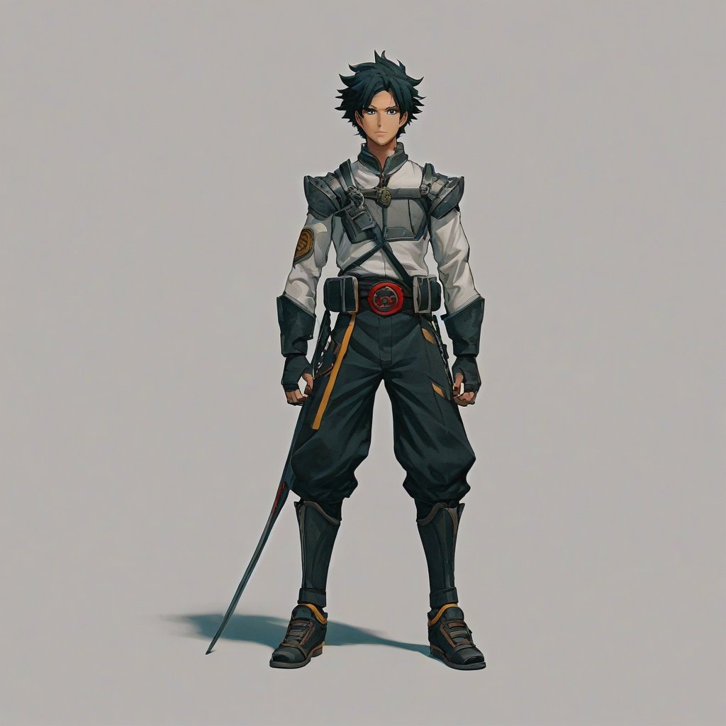 Battle Shounen style character, full body visible, on a plain white background, even lighting