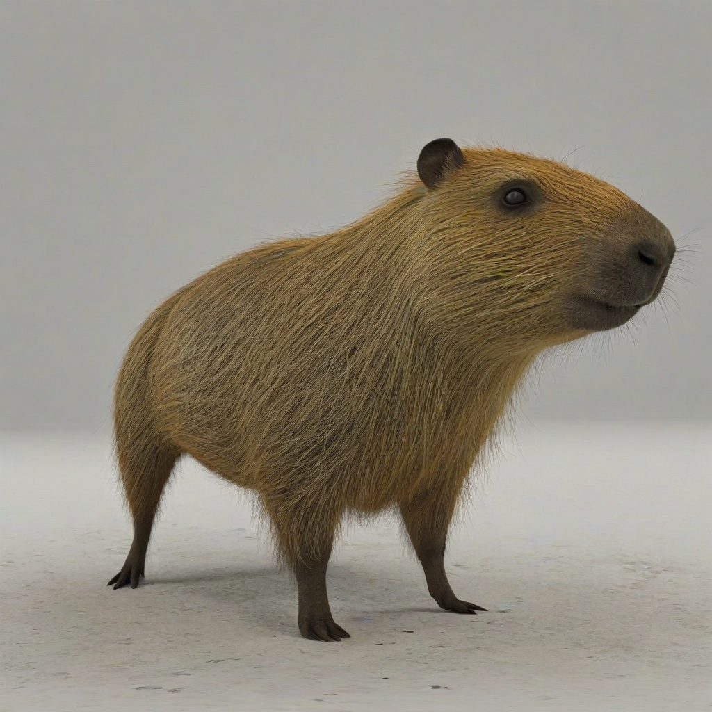 3d hand-drawn capybara, on a plain white background, even lighting