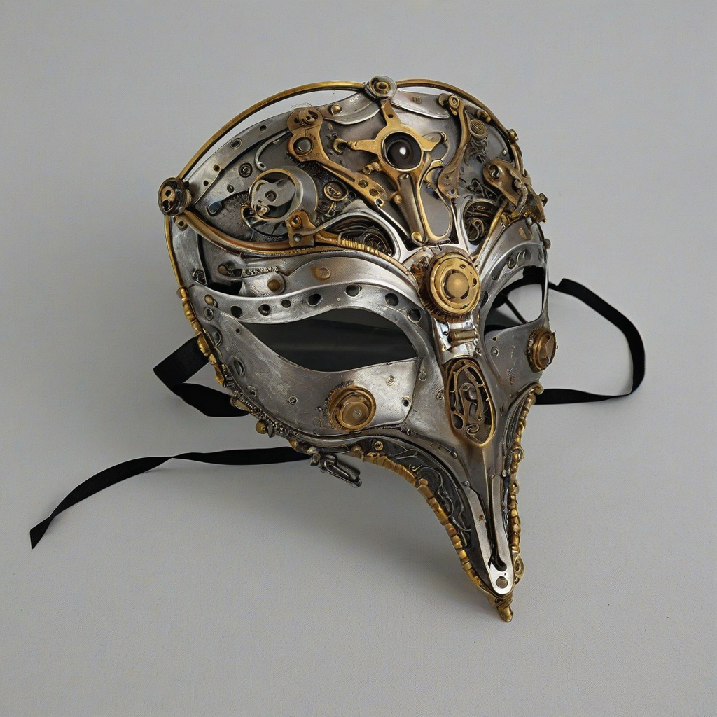 steampunk masquerade mask, on a plain white background, even lighting