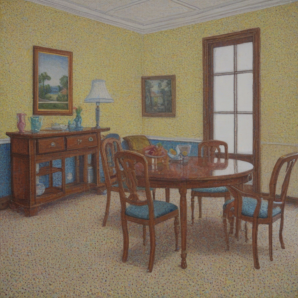 pointillism of a dining room