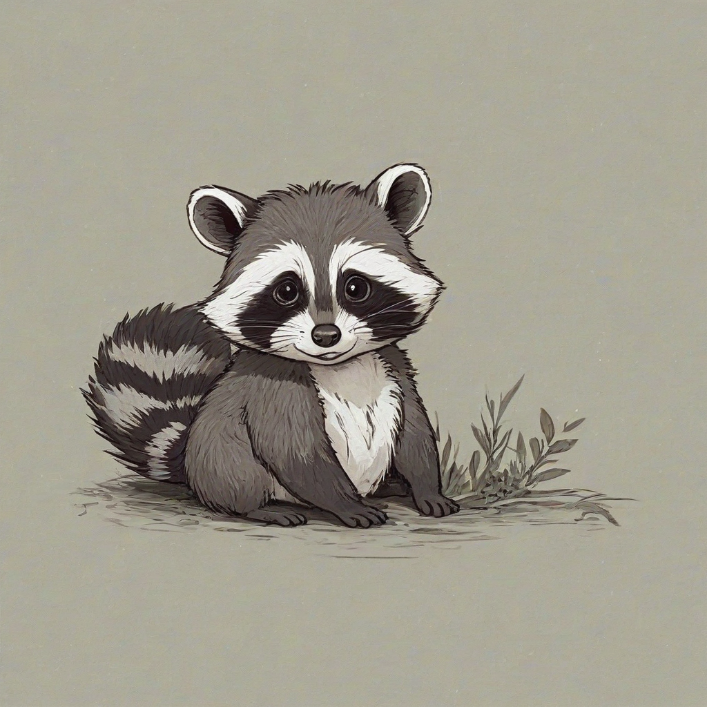 Ghibli style of a baby racoon
