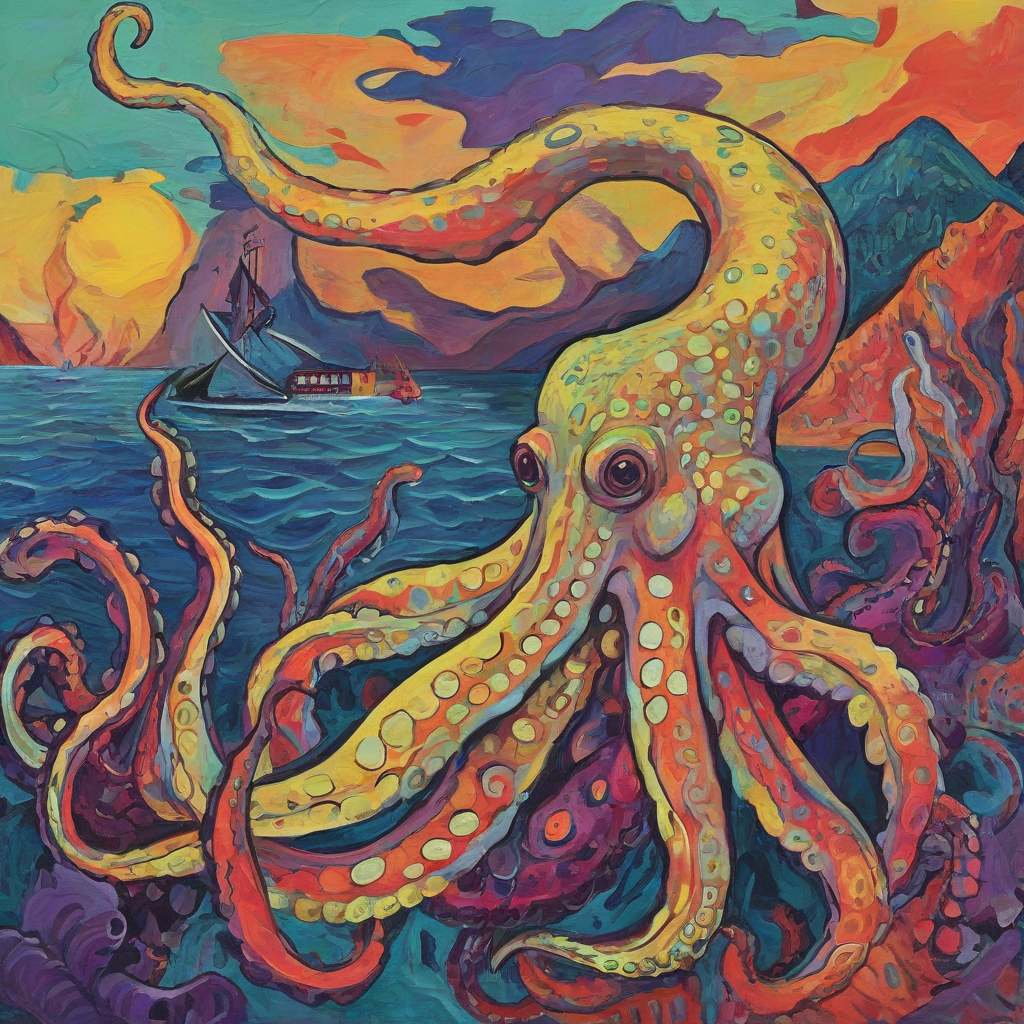 Fauvism style of a kraken