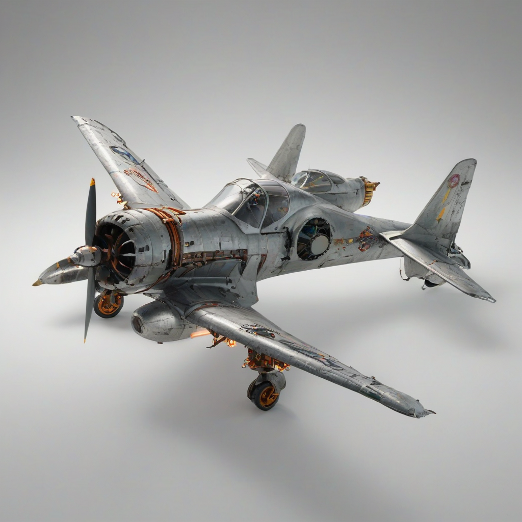 atompunk style aircraft, on a plain white background, even lighting 