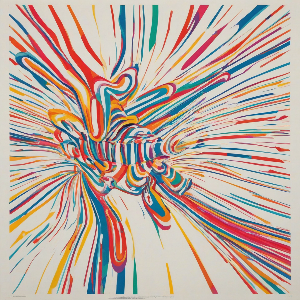 Vibrant pop-art movie poster, bold lines, bright colors, full-body view, plain white background