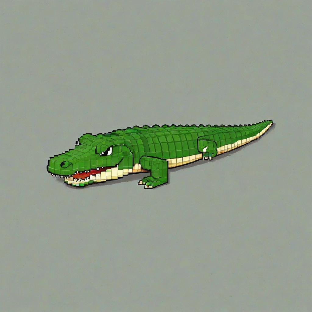 chibi pixel art of green alligator, on a plain white background, even lighting