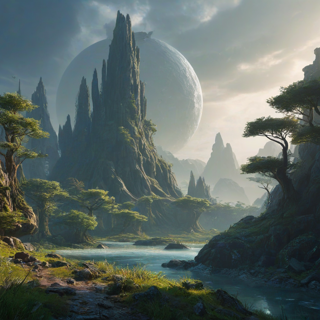 A cool sci-fi and nature based environment scene