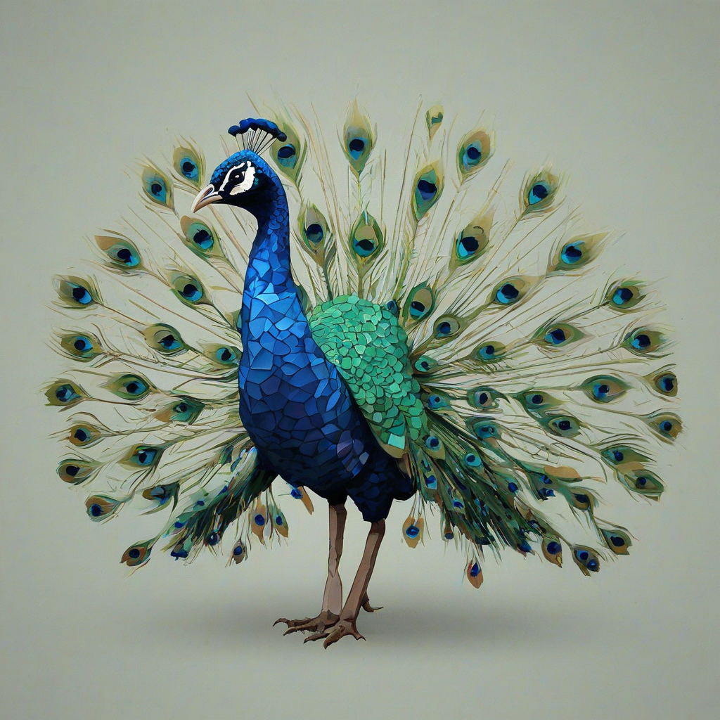 Low poly art of a peacock