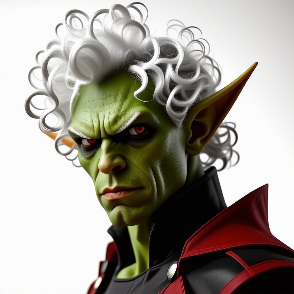 green goblin with white curly wig