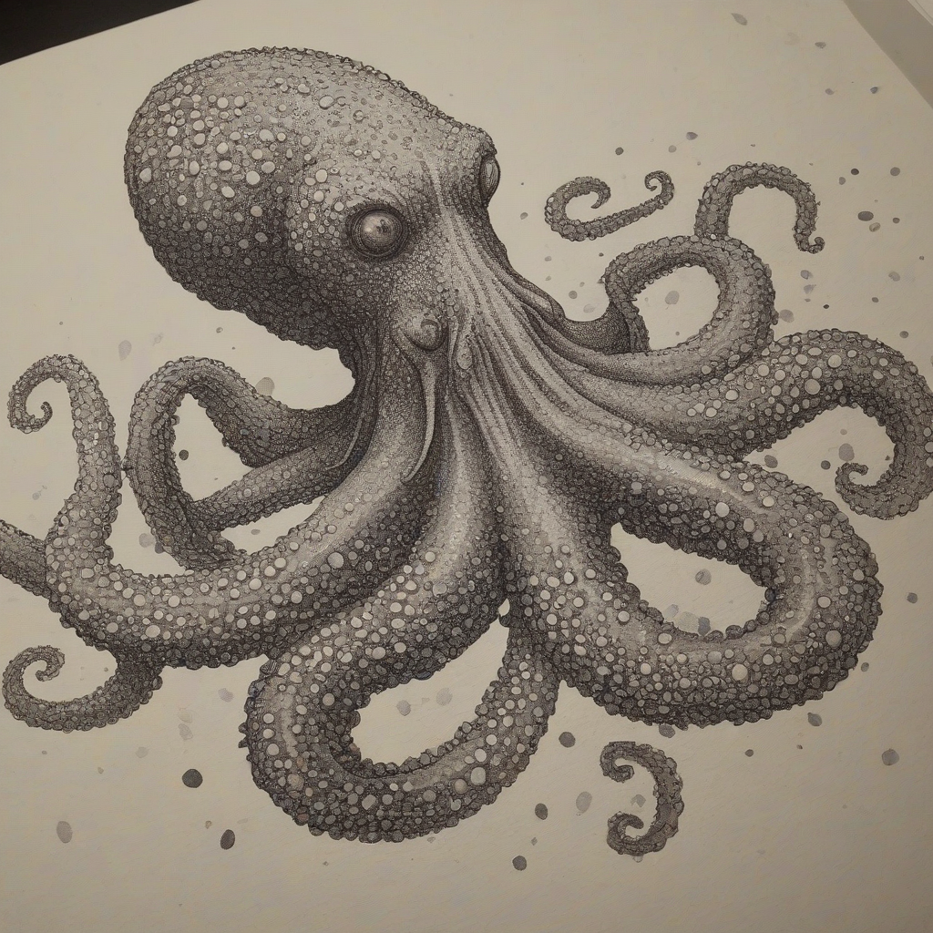 Pointillism style of a kraken
