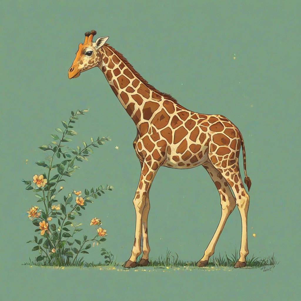 Ghibli style of a giraffe