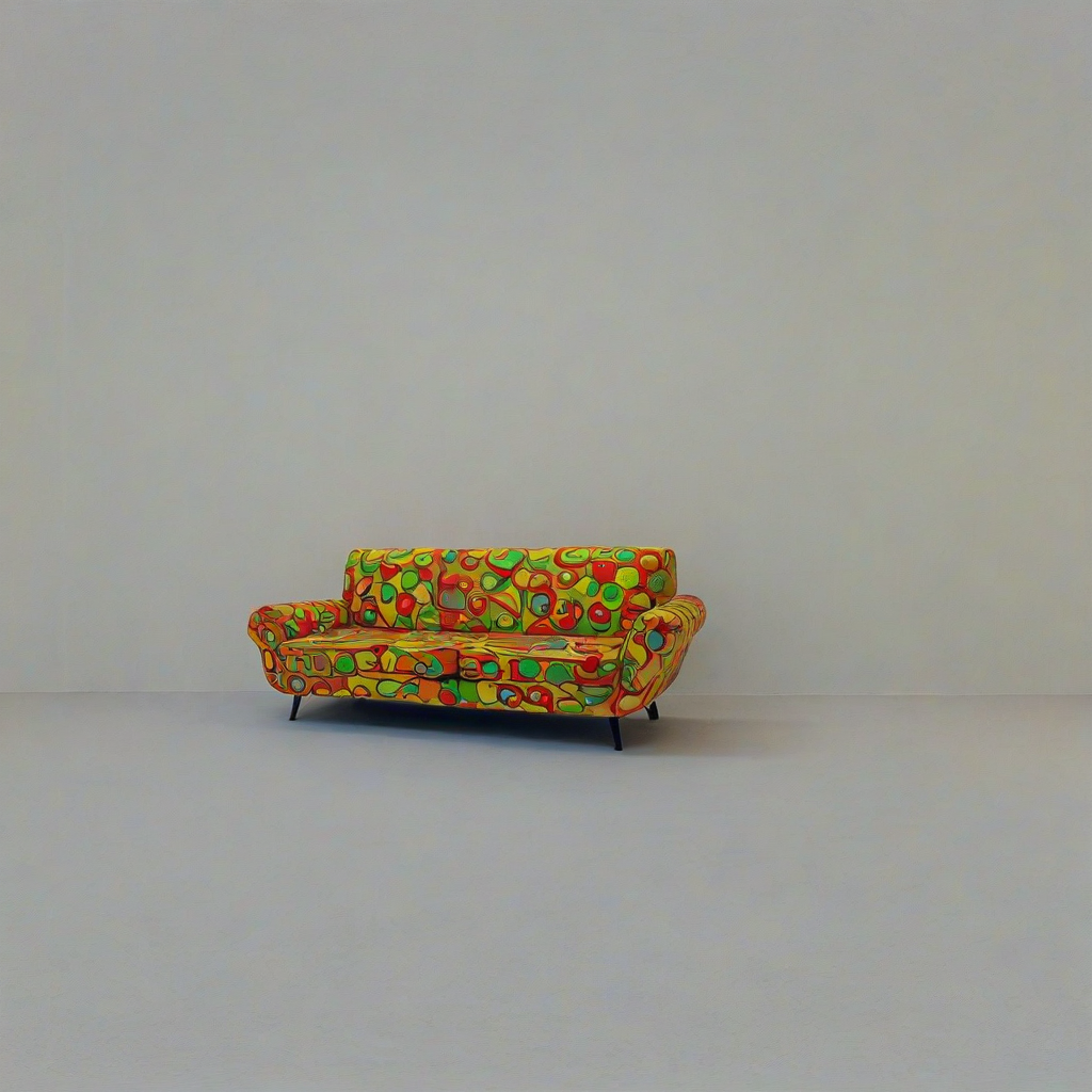 pop art style couch, on a plain white background, even lighting