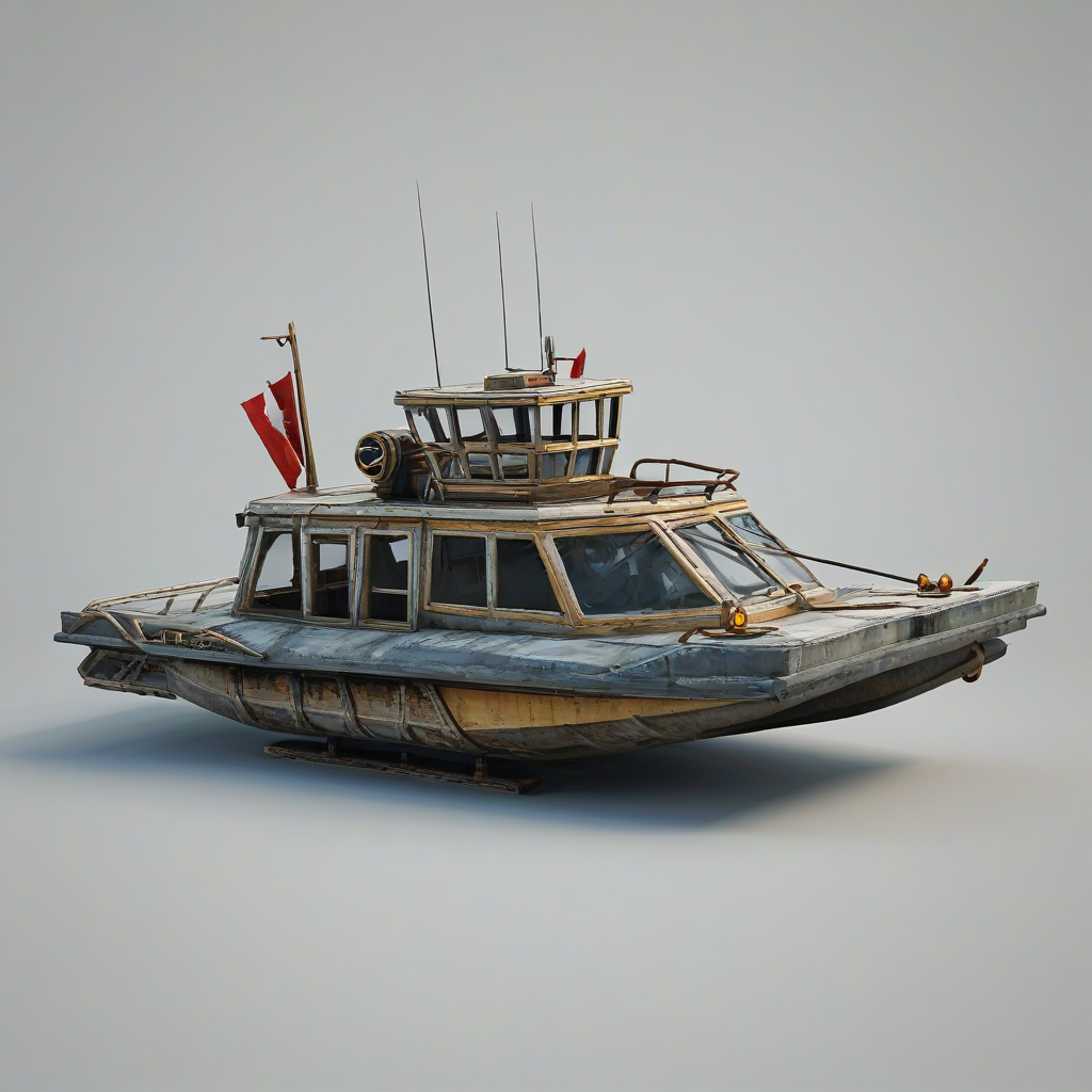 game asset style air boat, on a plain white background, even lighting