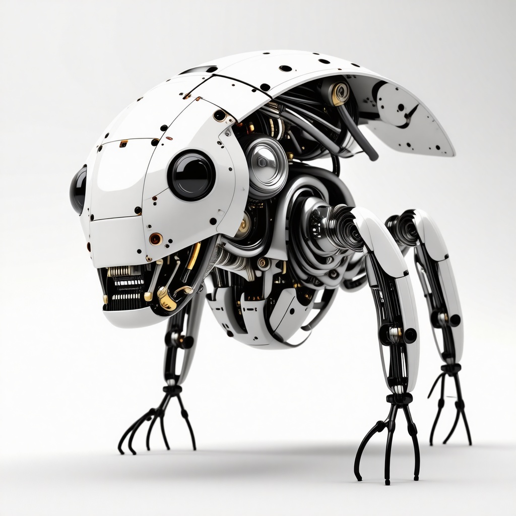 A close-up of a robotic creature