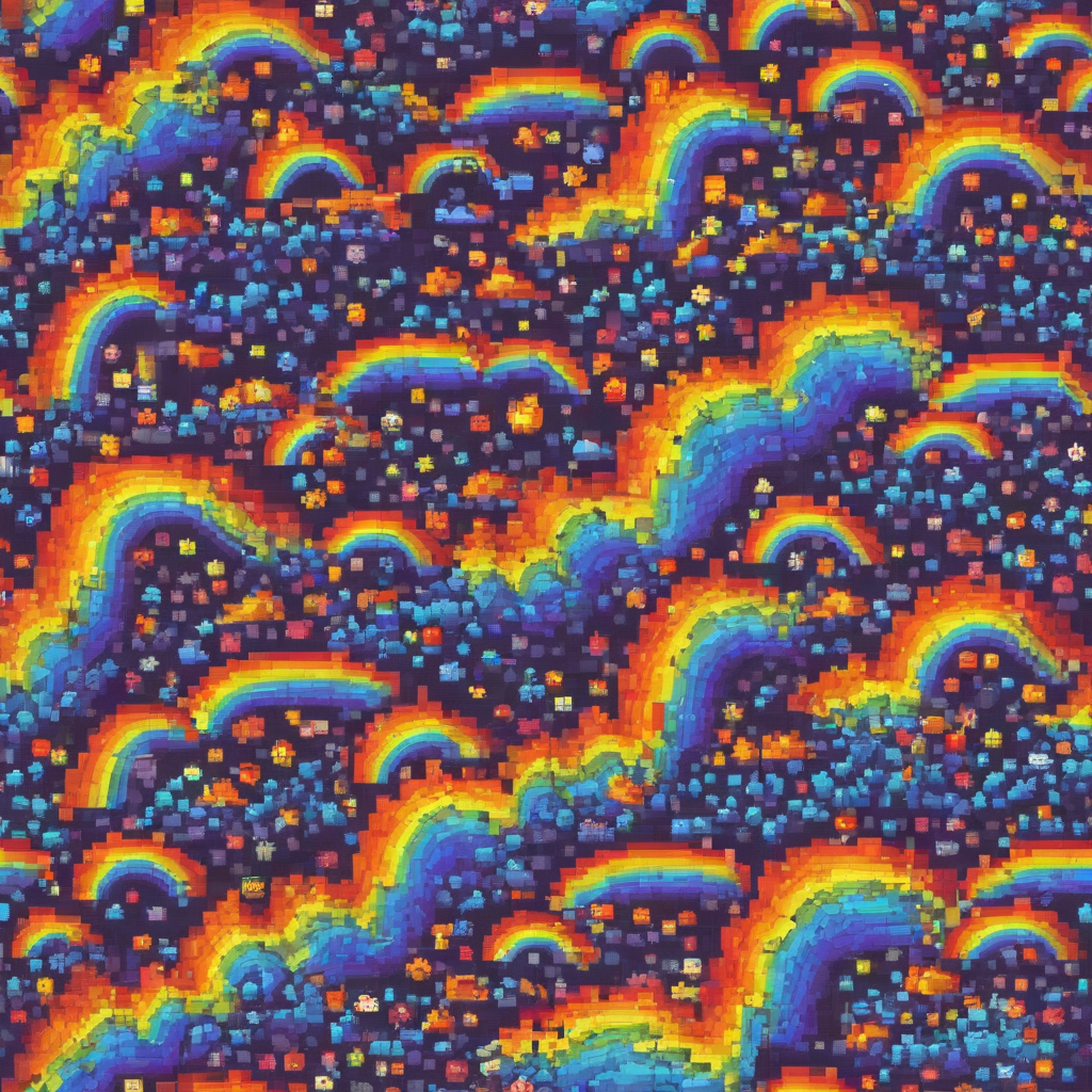 3D pixel art rainbow