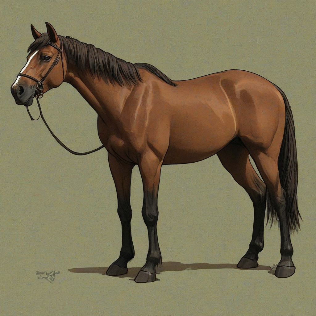 Ghibli style of a brown horse