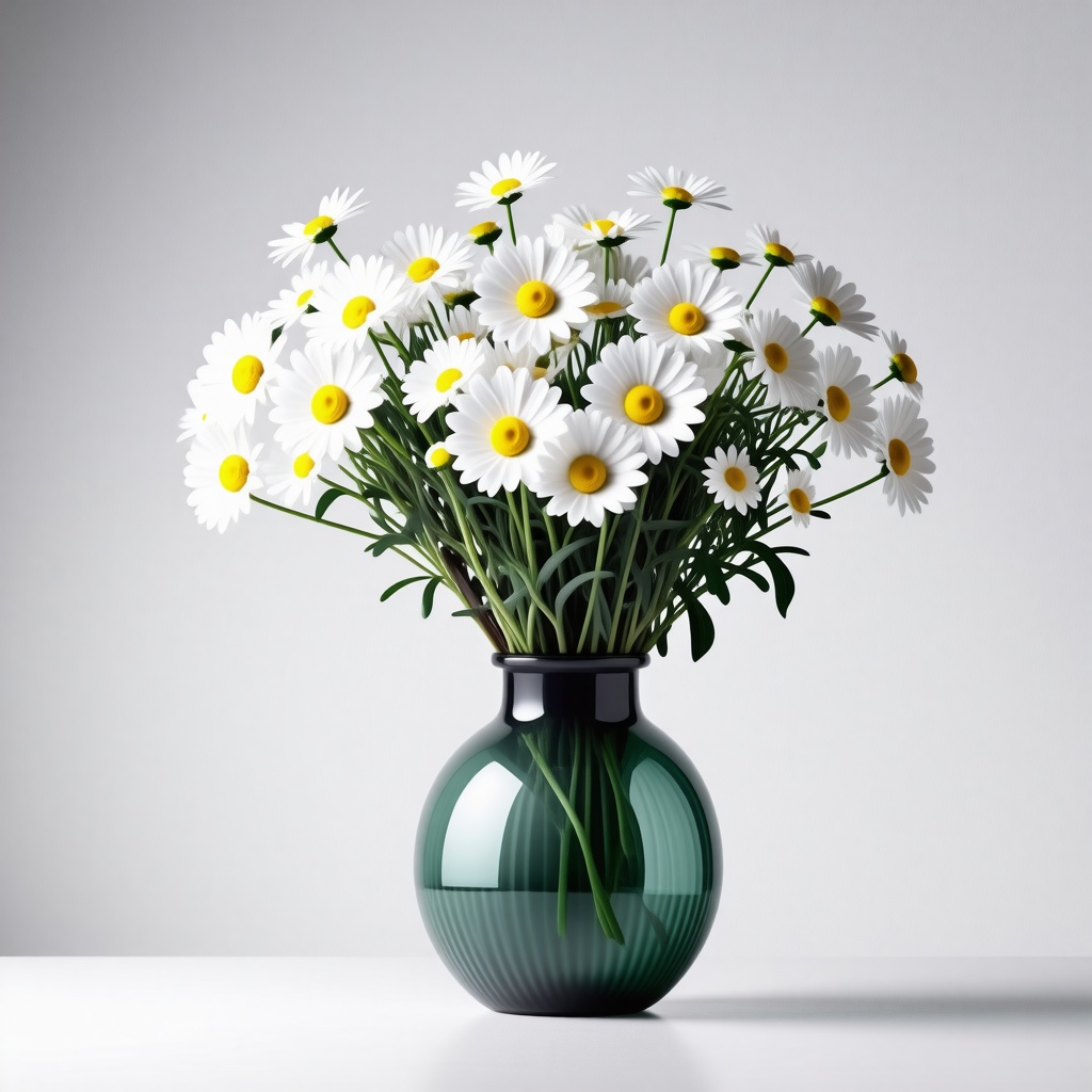 vase of white daisies