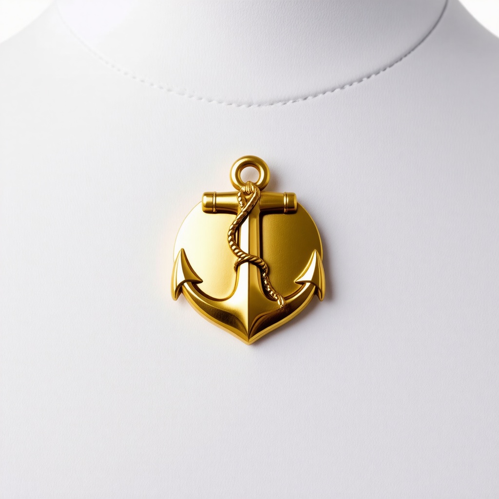 gold jacket button with a chain wrapped around an anchor