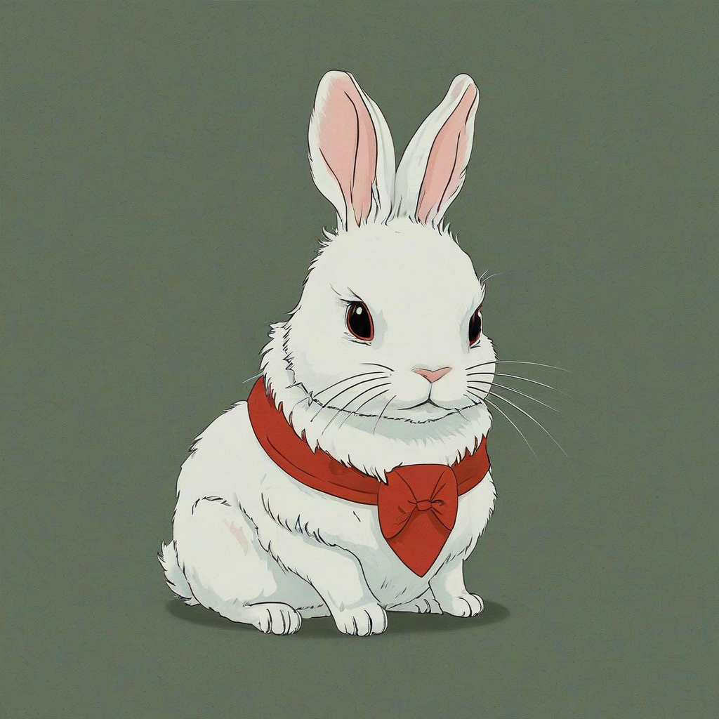 Ghibli style of a white rabbit