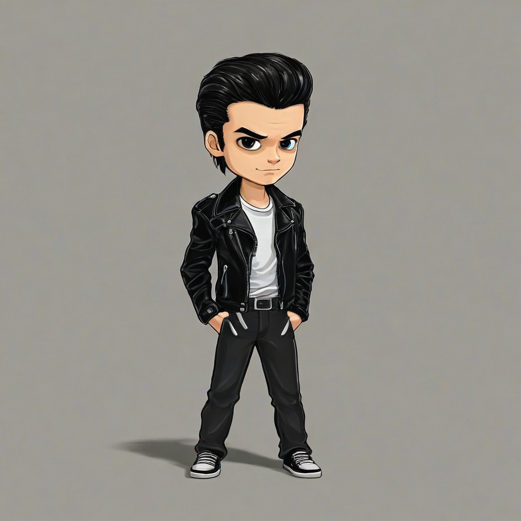 chibi male greaser, on a plain white background, even lighting