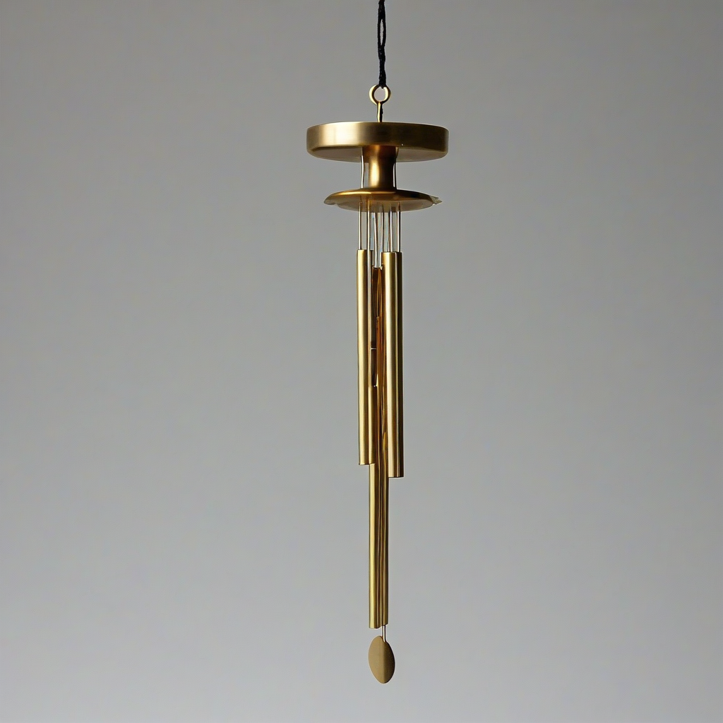 brass vortex windchime, on a plain white background, even lighting