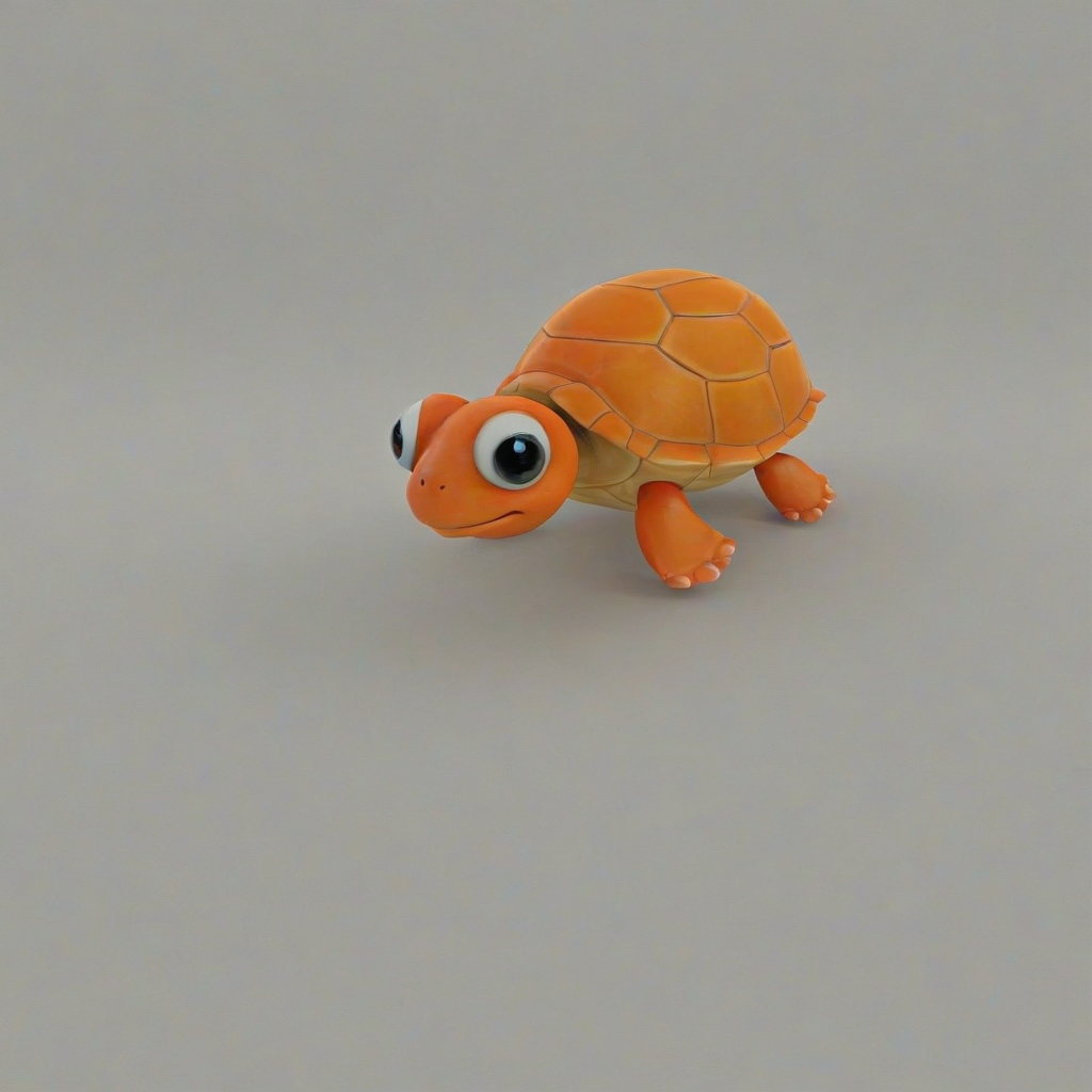 2d cartoon, orange turtle, on a plain white background, even lighting