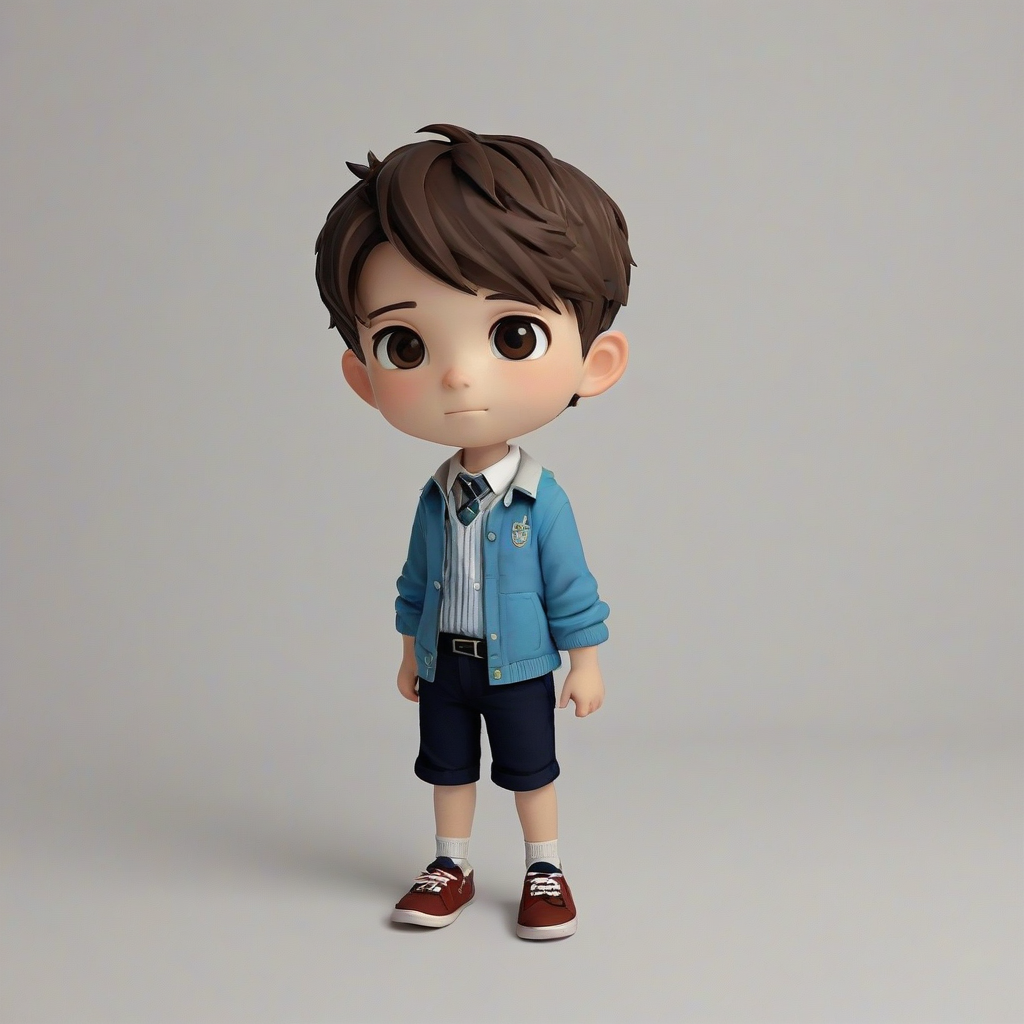 chibi style preppy boy, on a plain white background, even lighting