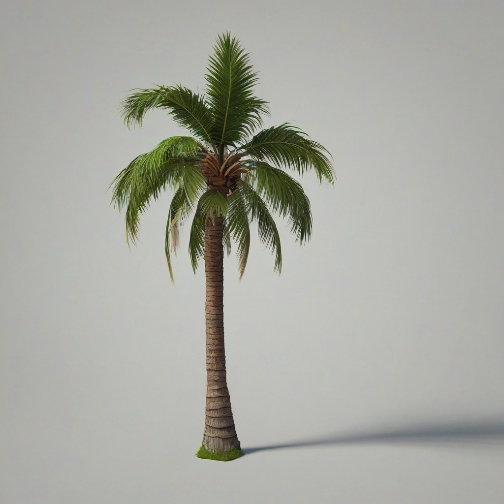 cartoon style palm tree, on a plain white background, even lighting 