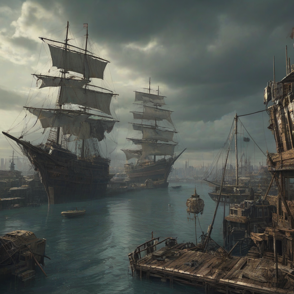 a dystopian sailpunk scenery