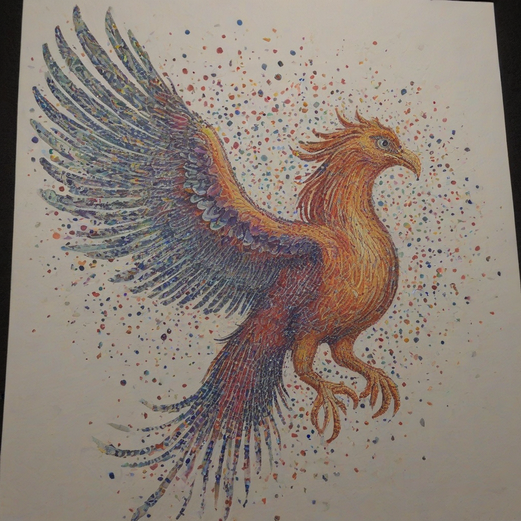 Pointillism style of a phoenix