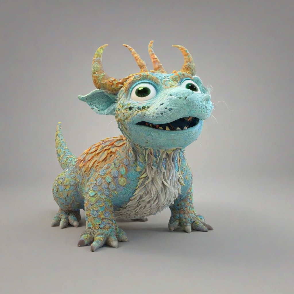 3D cartoon, hand-drawn, magical creature, on a plain white background, even lighting