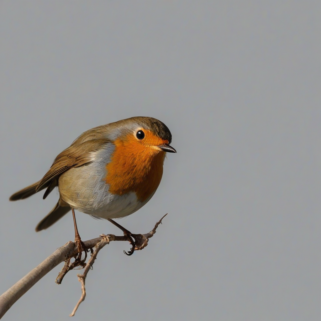Robin bird, on a plain white background, even lighting