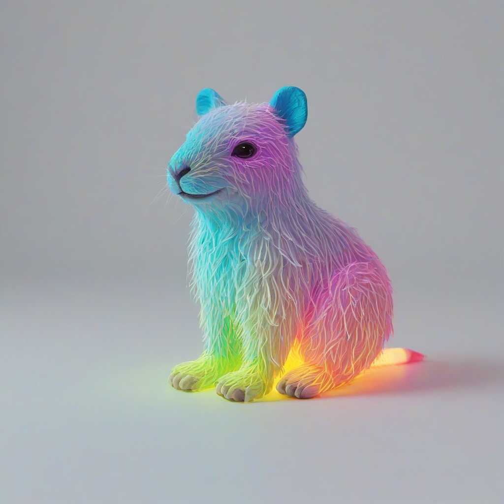 neon colors, gentle, sweet, imaginary animal, on a plain white background, even lighting