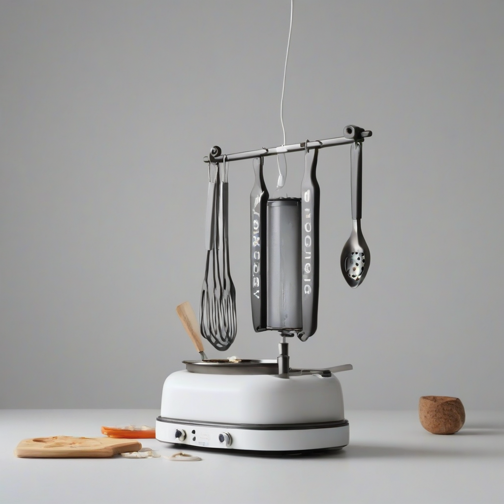 decopunk cooking device, on a plain white background, even lighting 