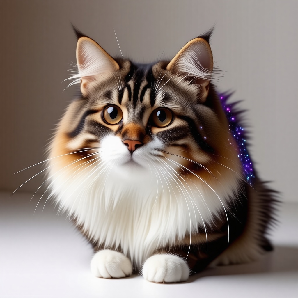 Large cat with fur that looks like a galaxy