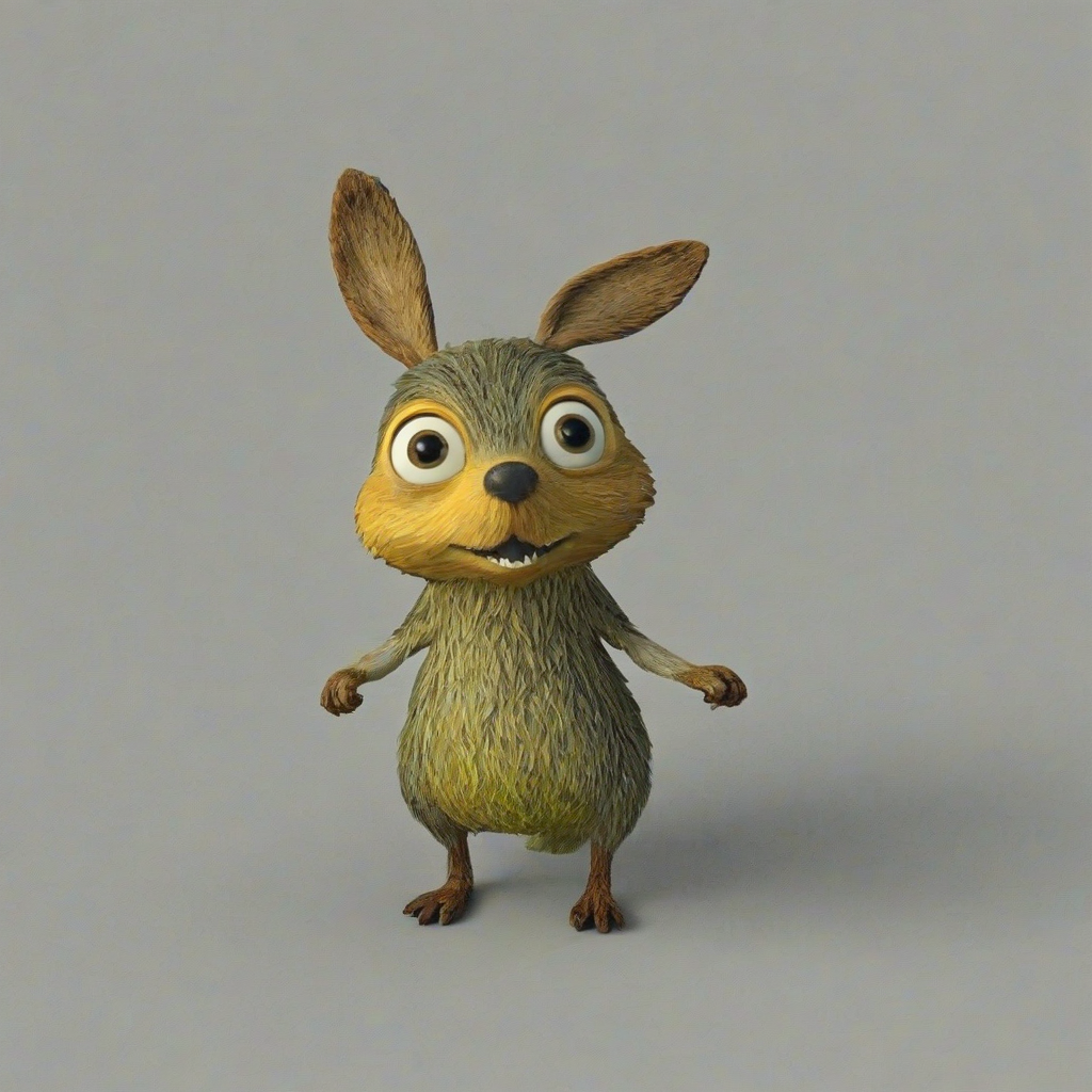 3d cartoon, hand-drawn woodland creature, on a plain white background, even lighting