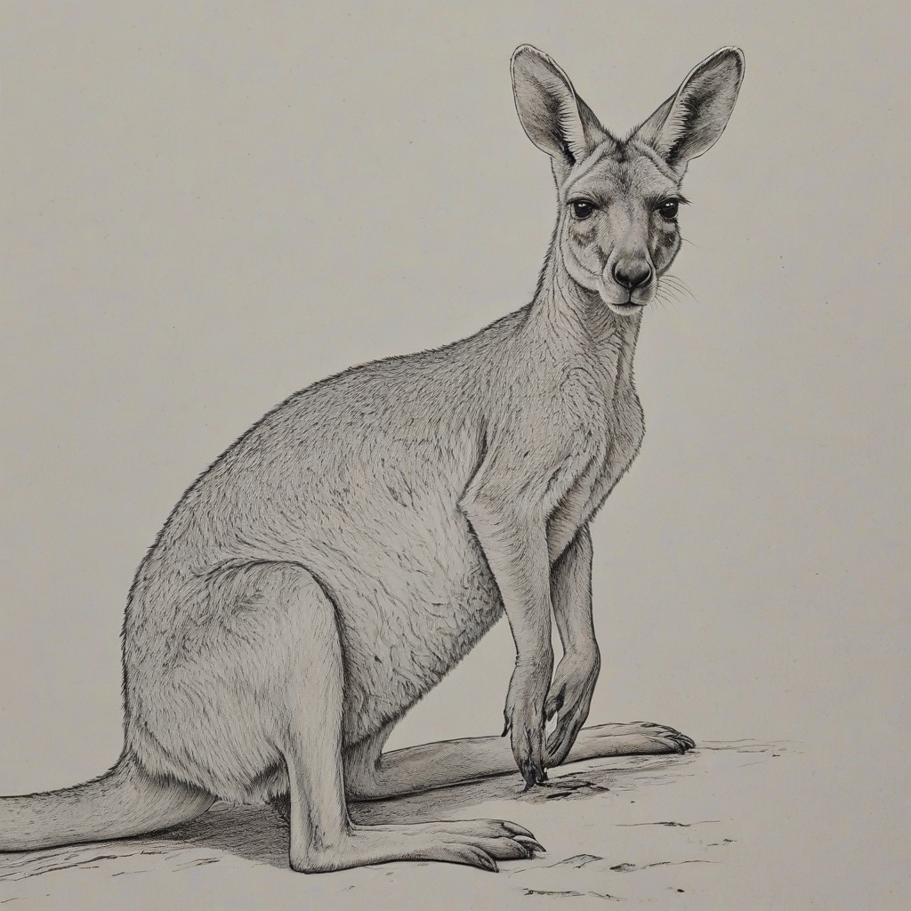 Line drawing of a kangaroo
