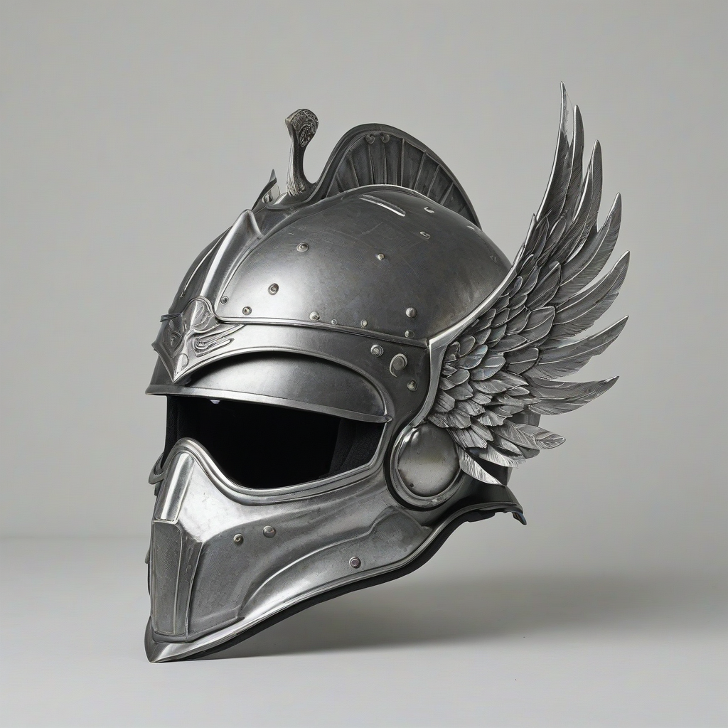 half-shelled helmet with wings on the side, on a plain white background, even lighting