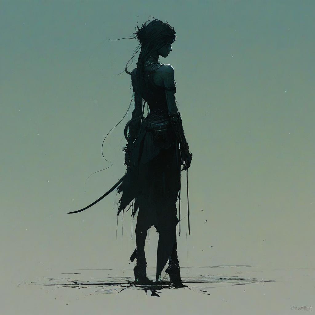 Digital silhouette art of something epic, Michael Whelan and Jeremy Mann influenced art styles