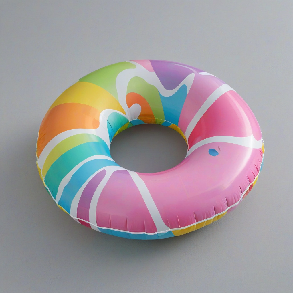 a multi-colored tube pool float on a plain white background with even lighting