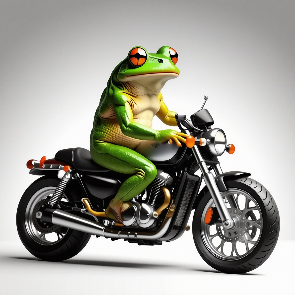 Frog on a motorcycle