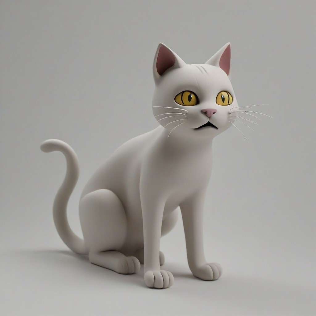clay animation style cat, on a plain white background, even lighting 