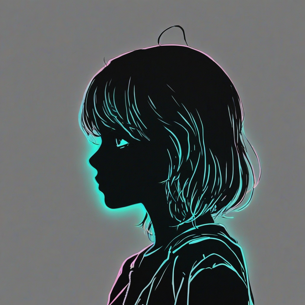 Digital silhouetted anime art style neon art of something Natural