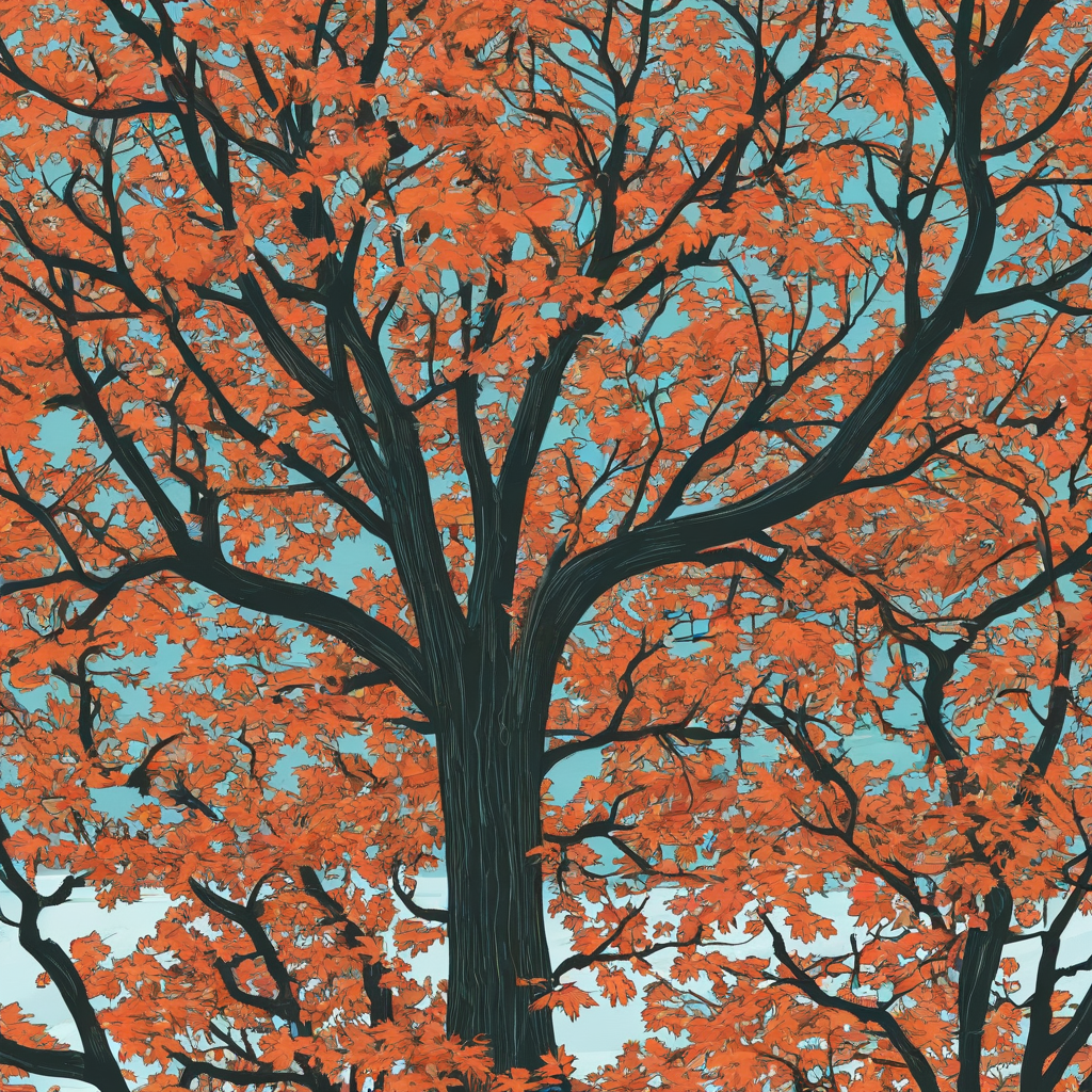 Flat art of a maple tree