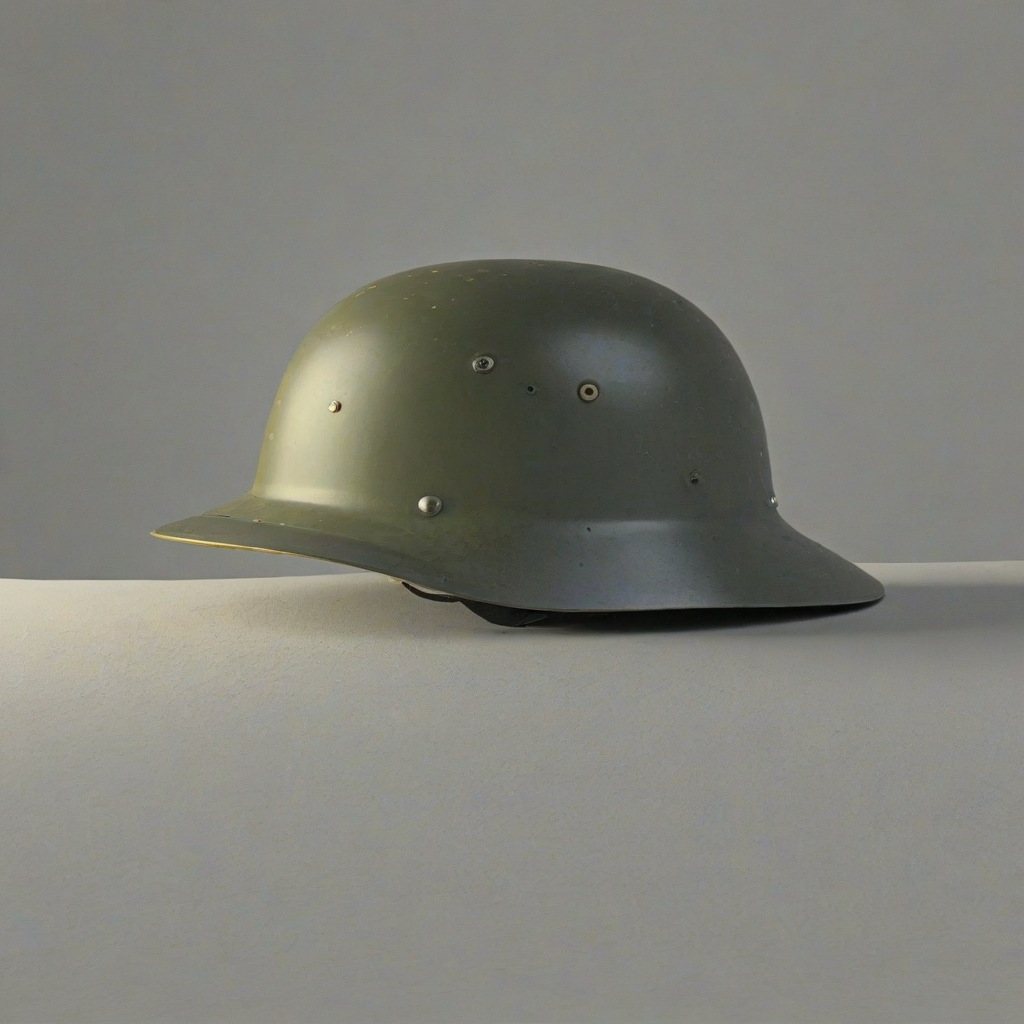 Brodie helmet, bright lighting, on a plain white background, even lighting