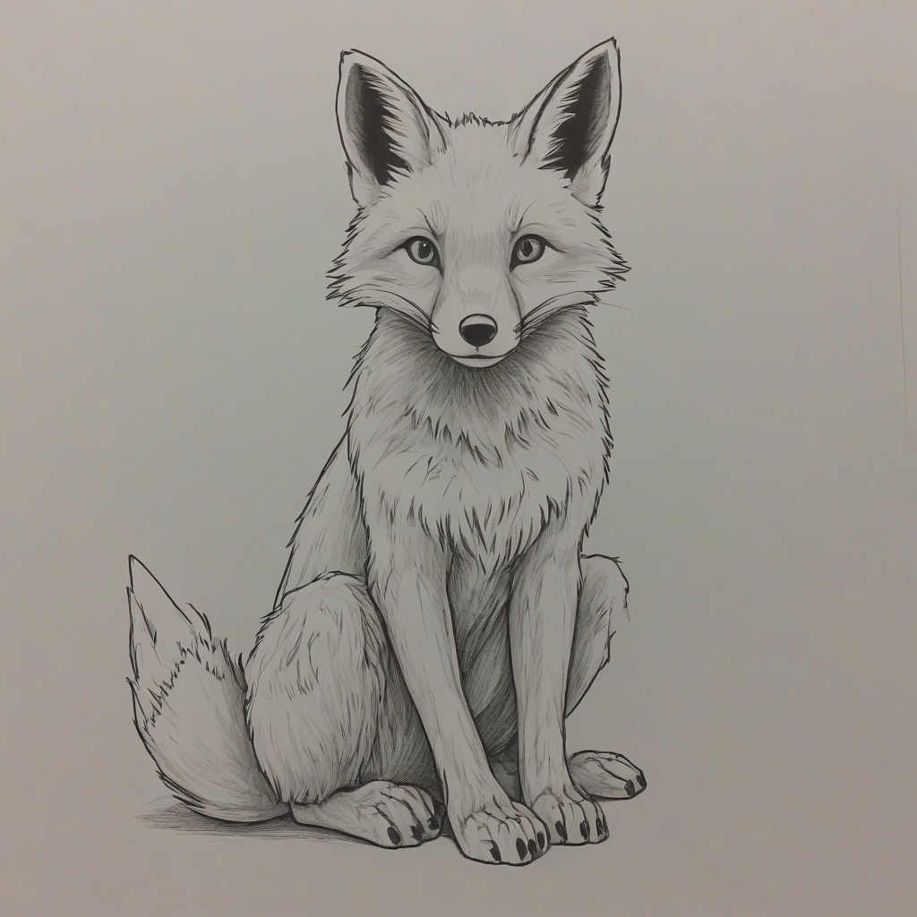 A cartoon anime-style drawing of a fox, feet visible, on a plain white background, even lighting