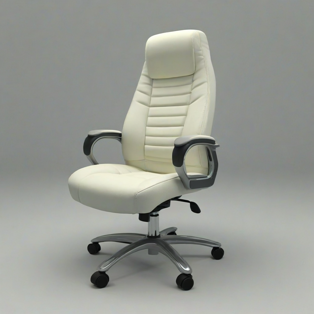 3d cartoon animation padded office chair on wheels, on a plain white background, even lighting