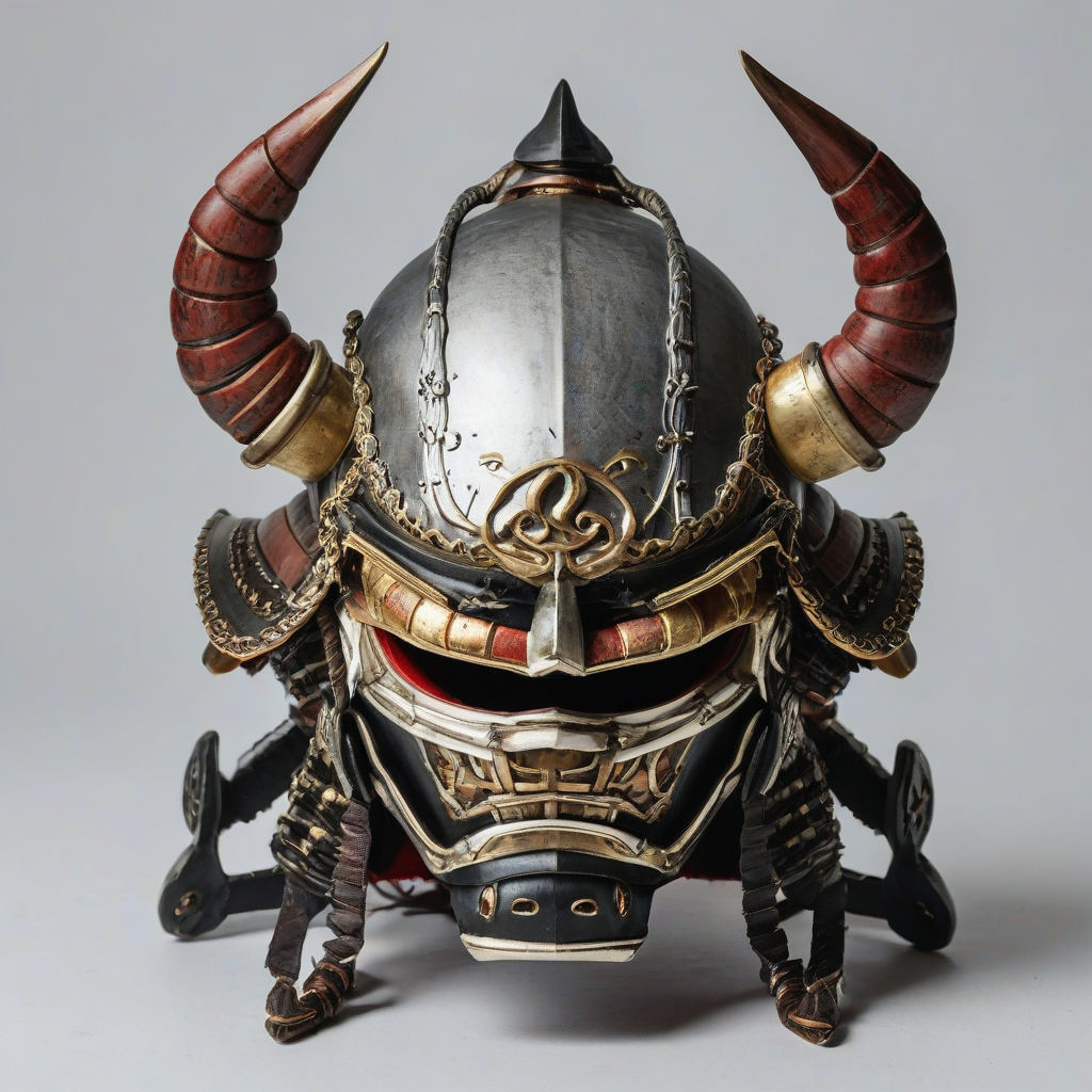 Samurai kabuto, on a plain white background, even lighting