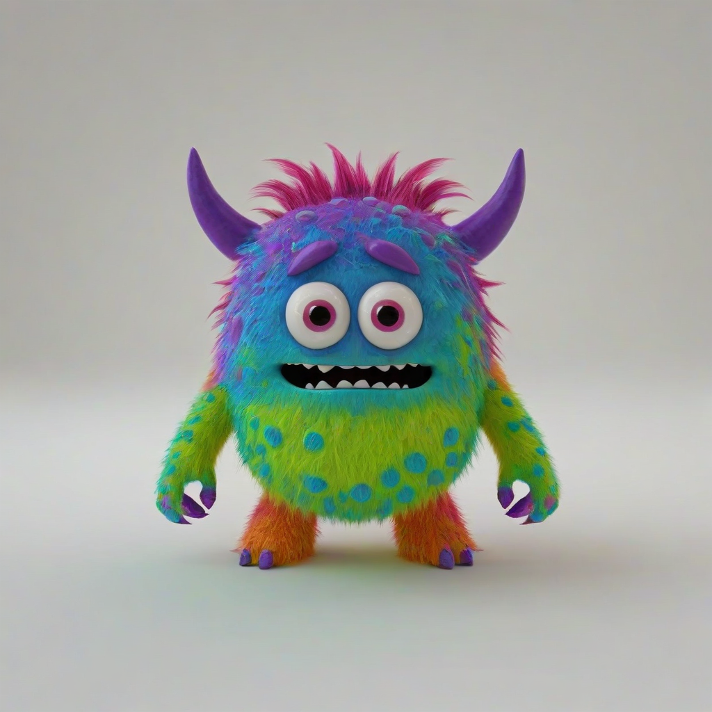 3d cartoon, lovable, brightly colored, children's monster, on a plain white background, even lighting