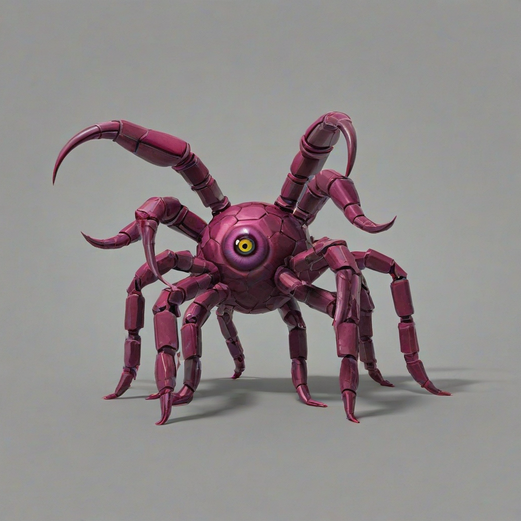cell shaded, low-poly, bold lines giant with claw hands, and one giant eyeball on its head, maroon in color, on a plain white background, even lighting